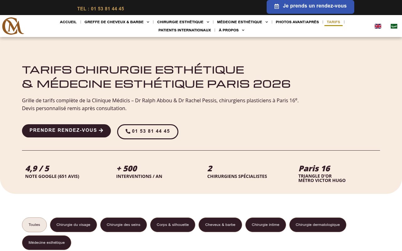 Apercu du site Clinique Médicis