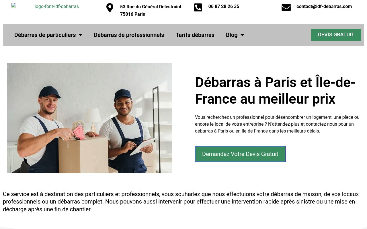 Apercu du site IDF-Débarras