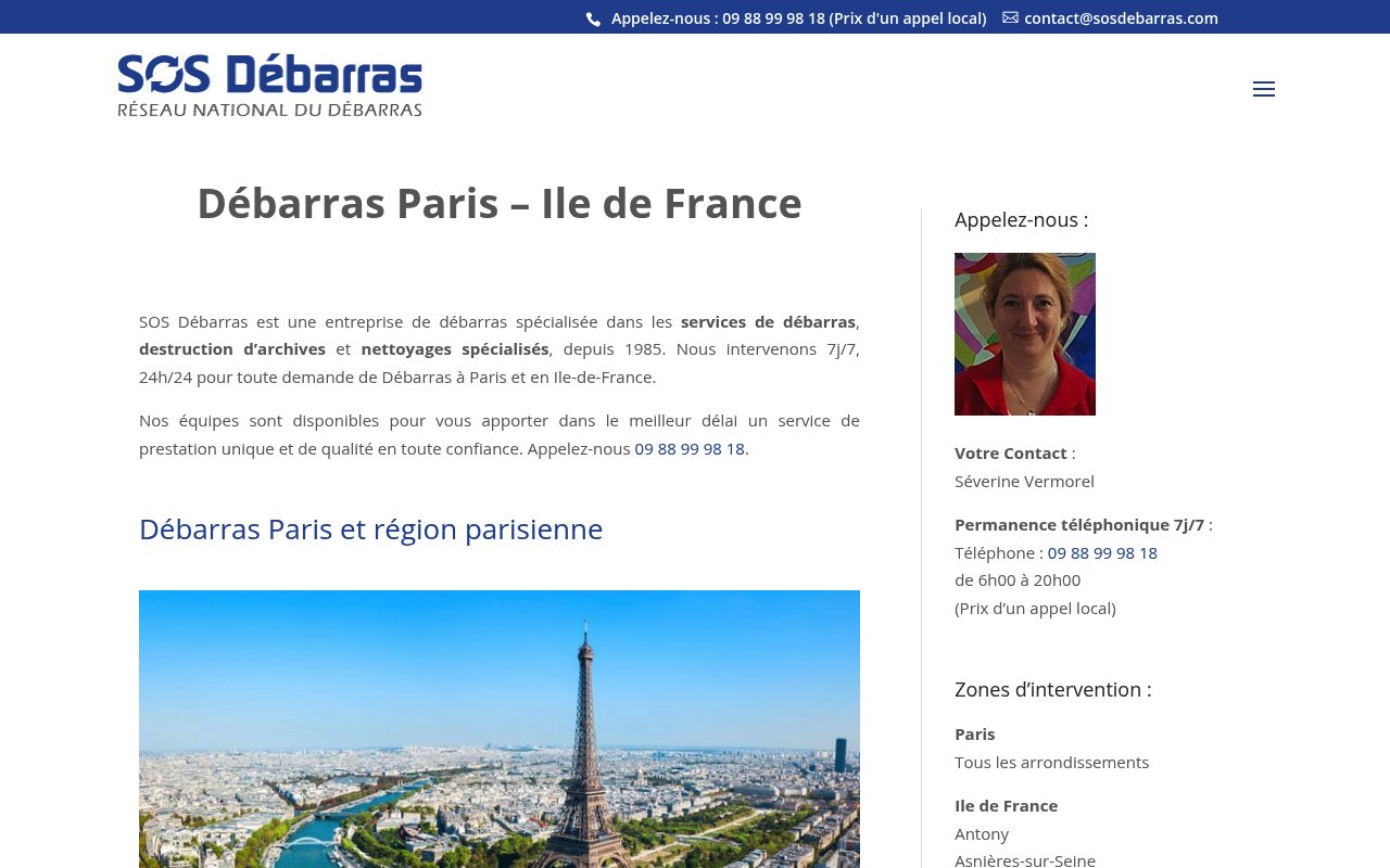 Apercu du site SOS Débarras Paris (SOS Débarras 75)