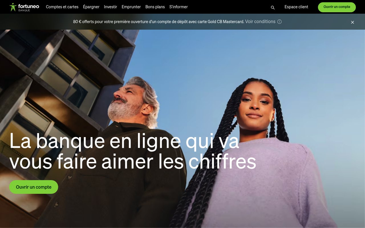 Apercu du site Fortuneo
