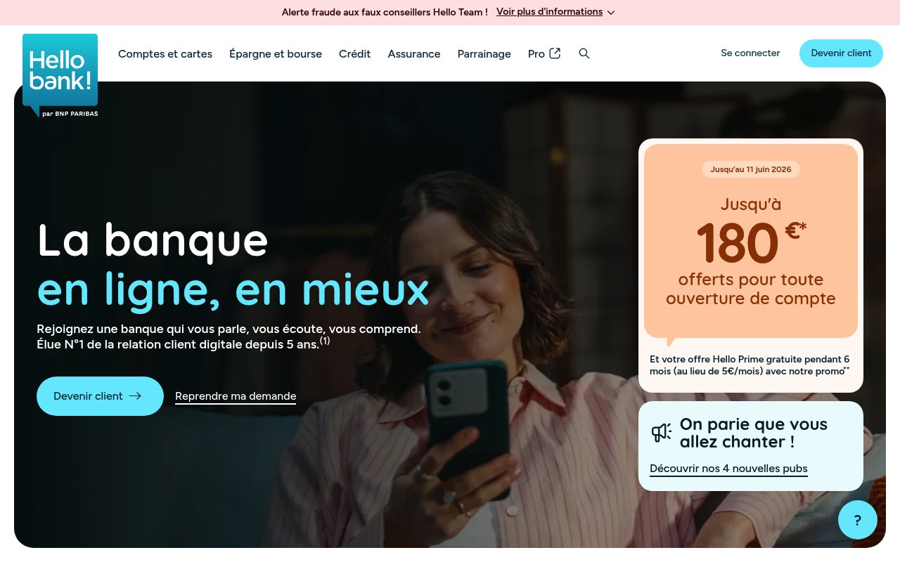 Apercu du site Hello bank!