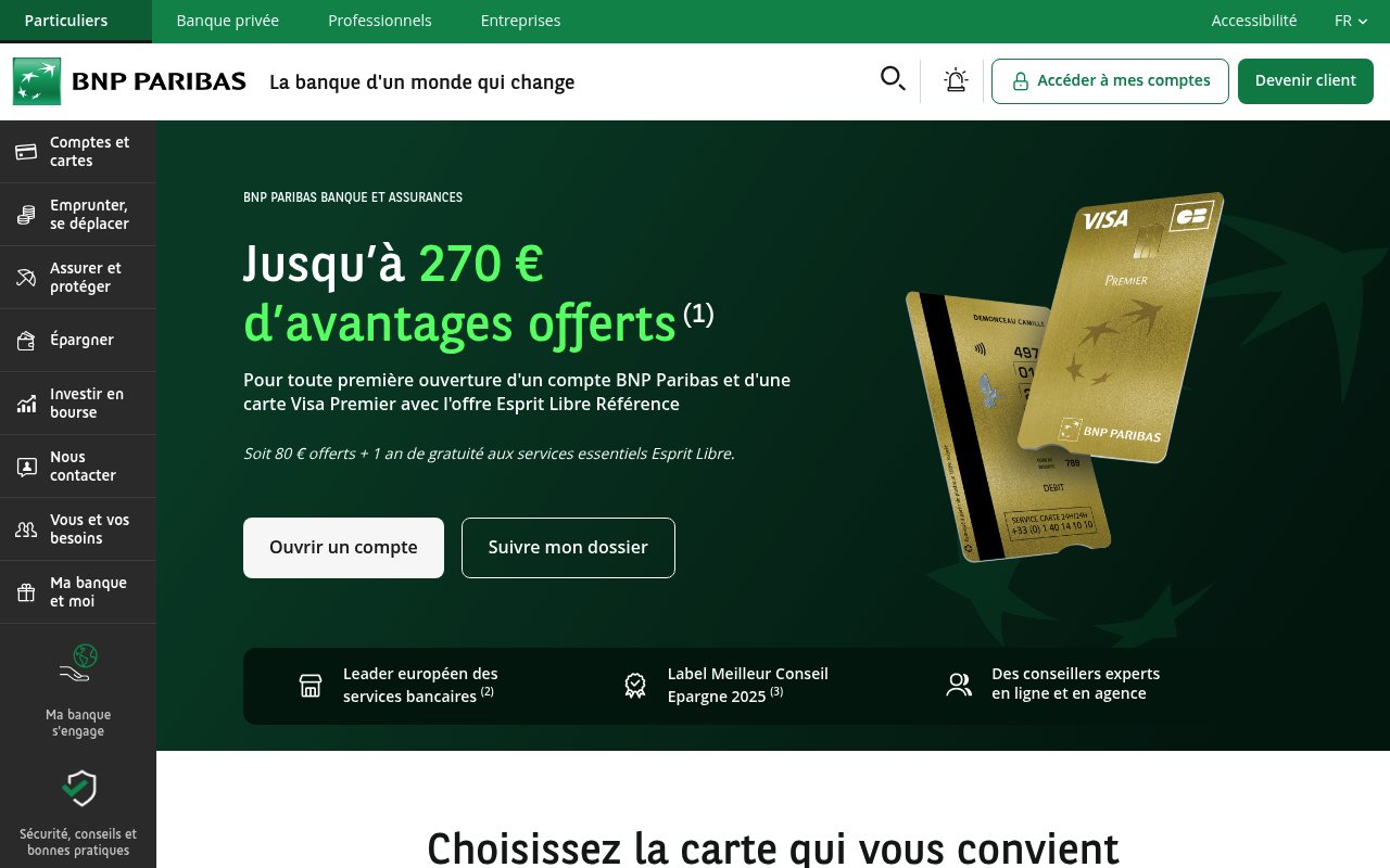 Apercu du site BNP Paribas