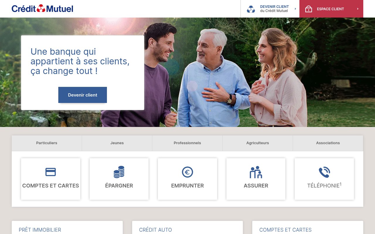 Apercu du site Crédit Mutuel