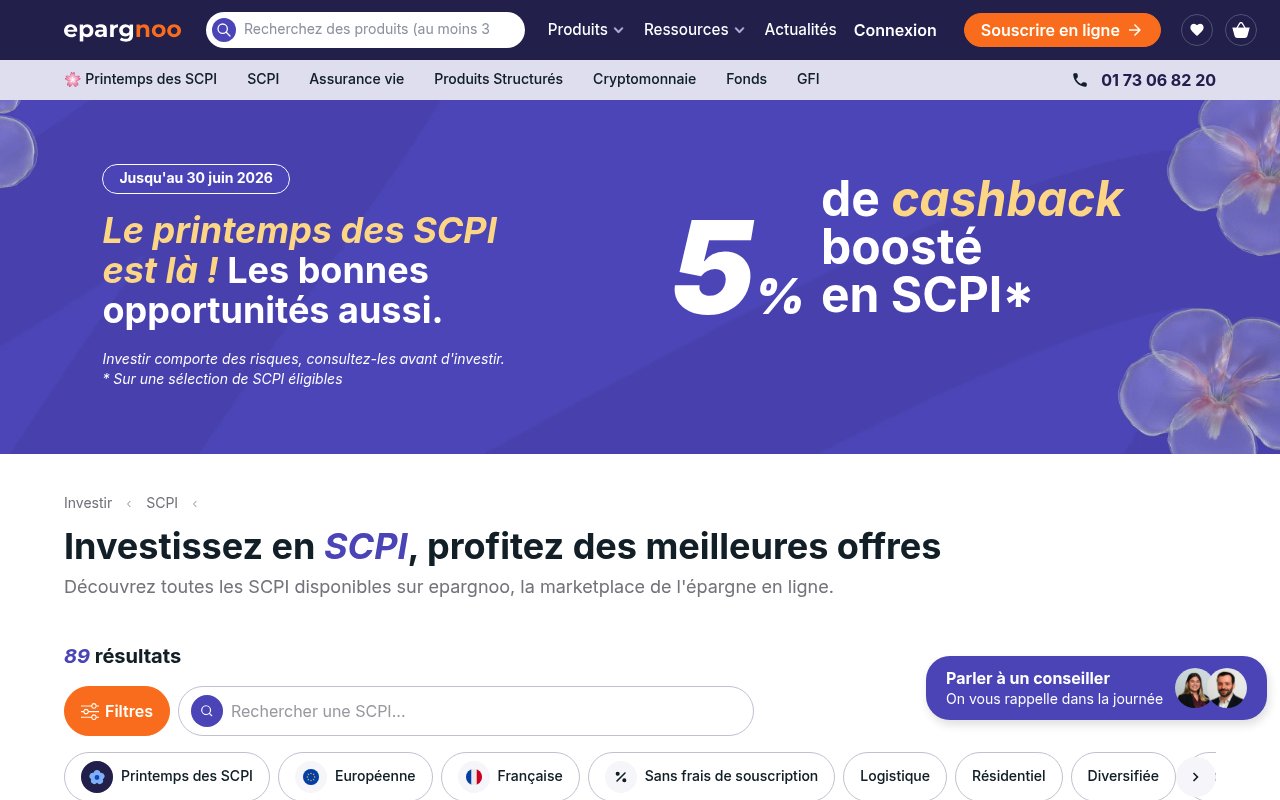 Aperçu du site epargnoo