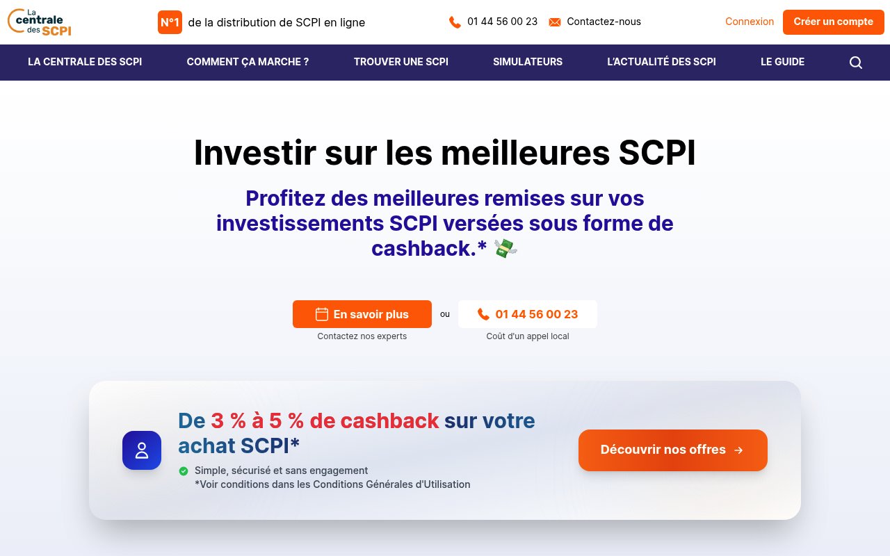 Aperçu du site La Centrale des SCPI