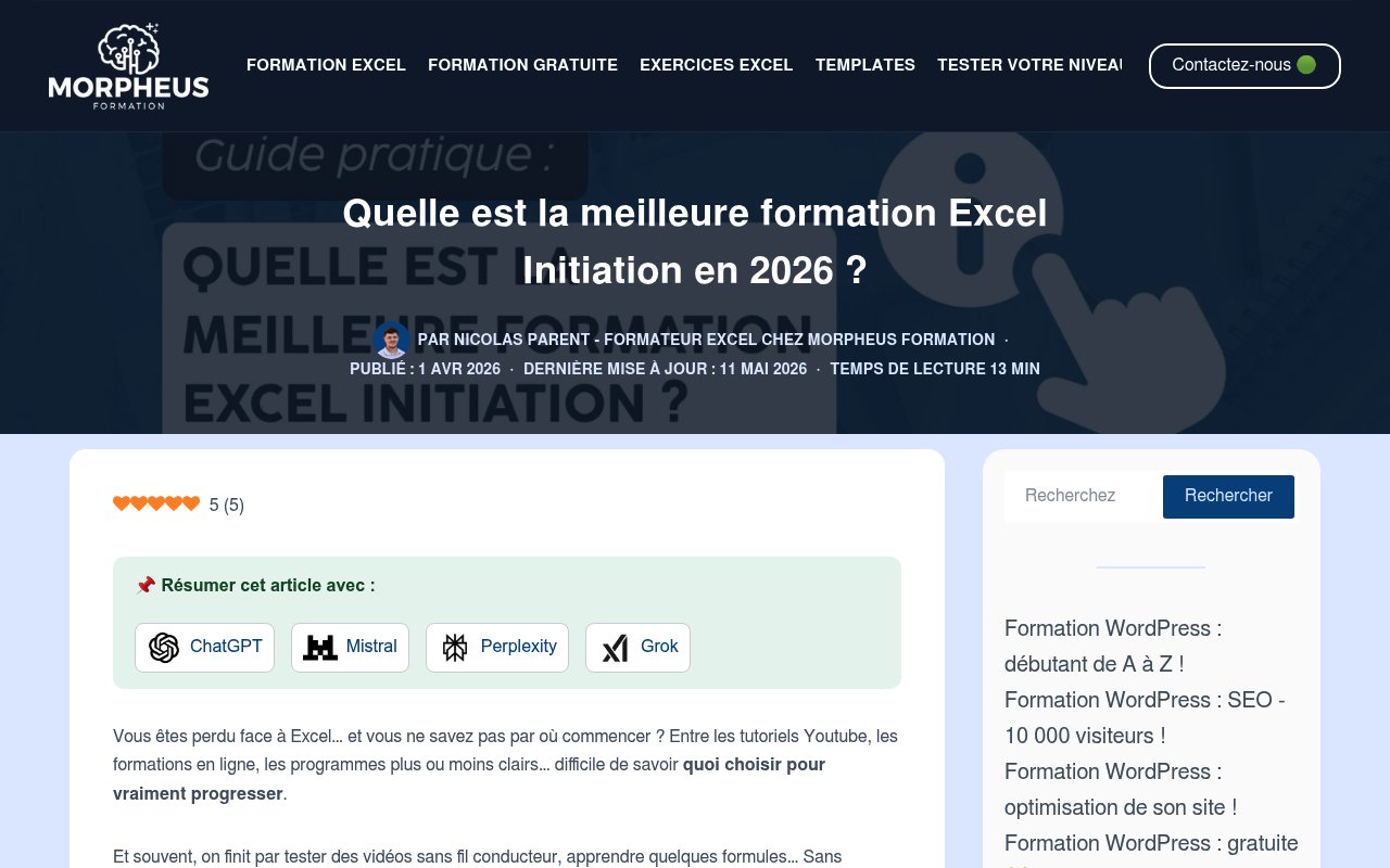 Apercu du site Morpheus Formation