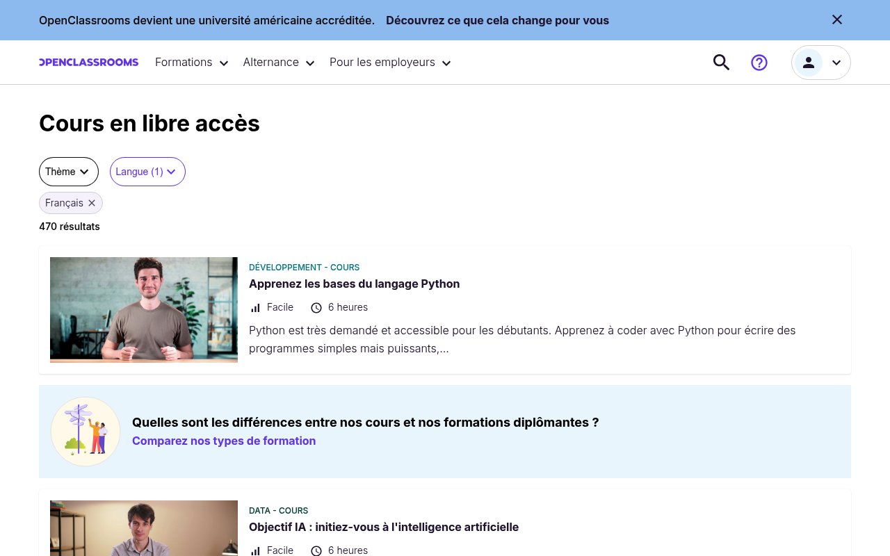 Apercu du site OpenClassrooms