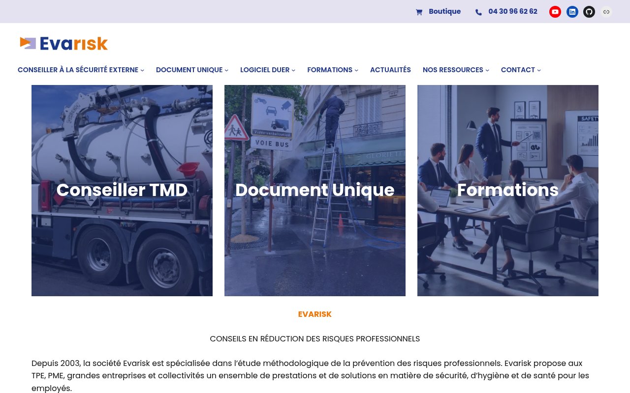 Apercu du site Evarisk