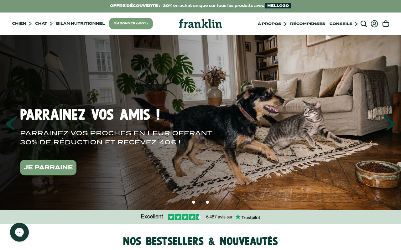 Apercu du site Franklin Pet Food