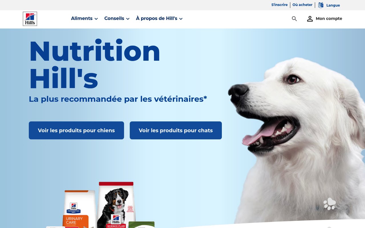 Apercu du site Hill’s France
