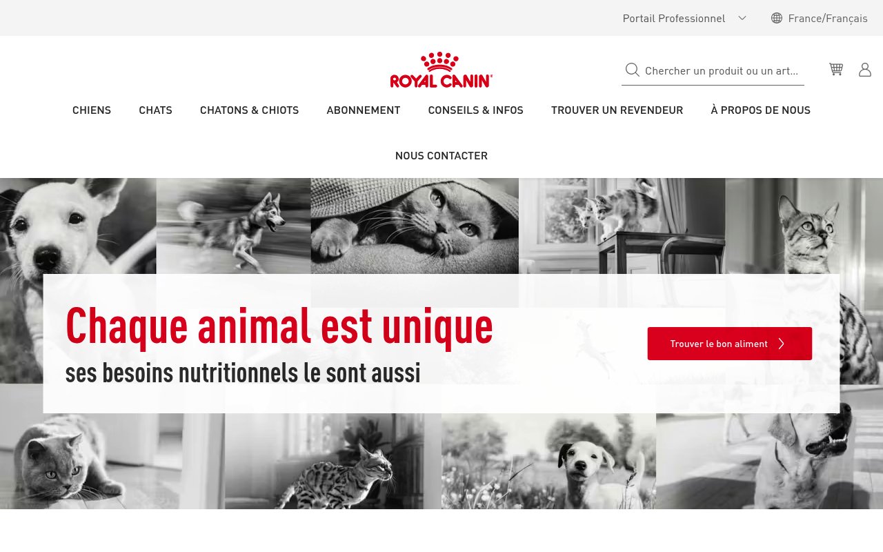 Apercu du site Royal Canin France