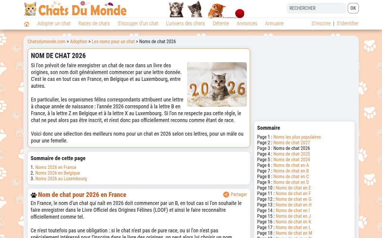Apercu du site Chats du Monde