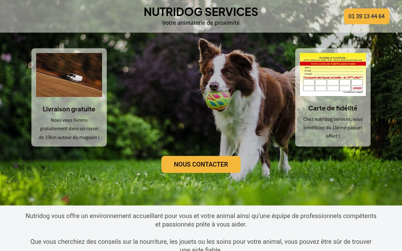 Apercu du site Nutridog Services