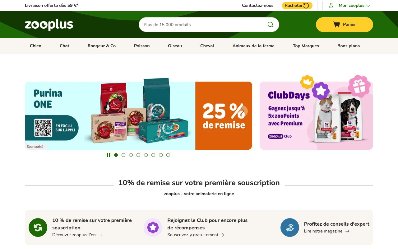Apercu du site Zooplus