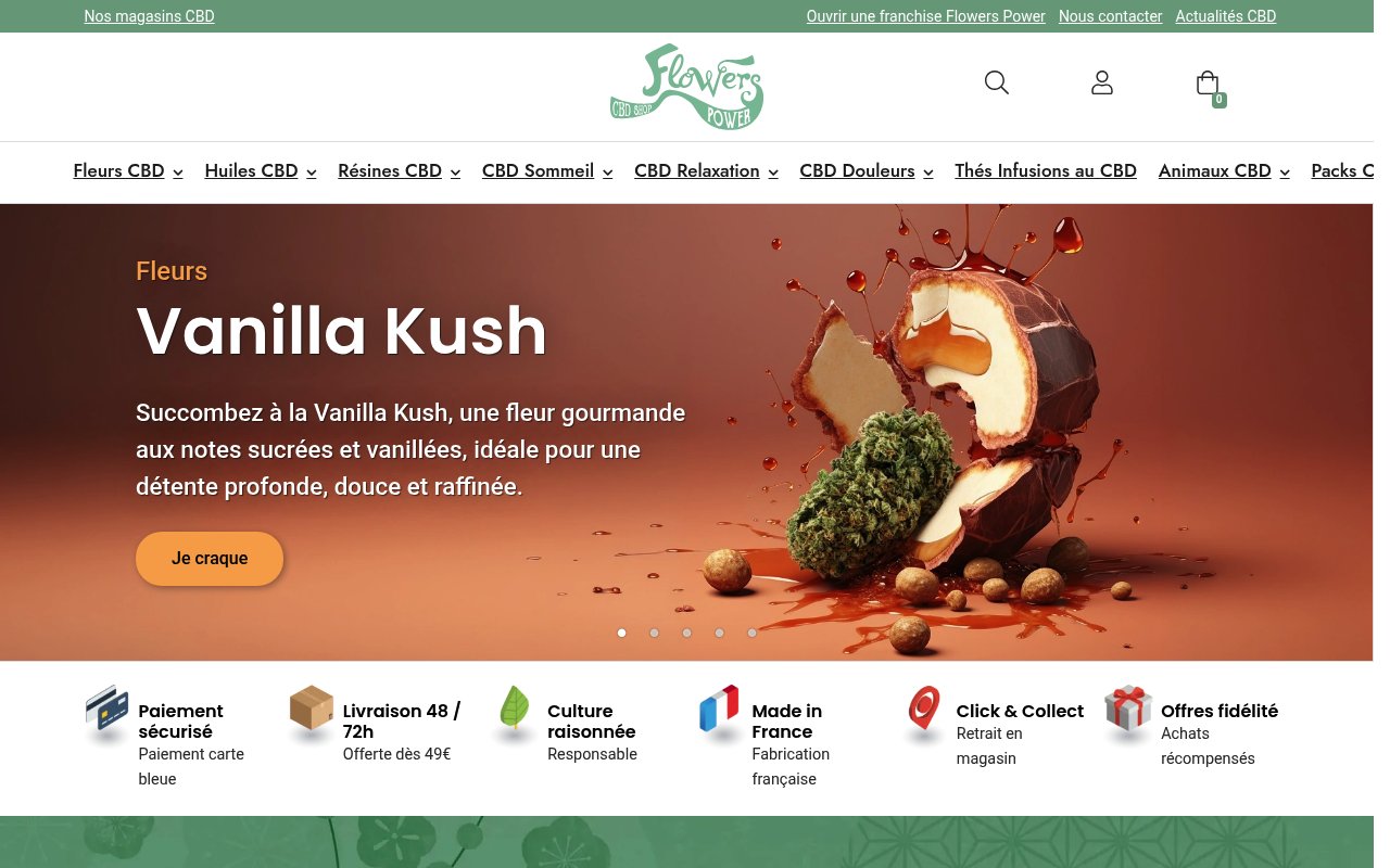 Apercu du site Flowers Power CBD Shop
