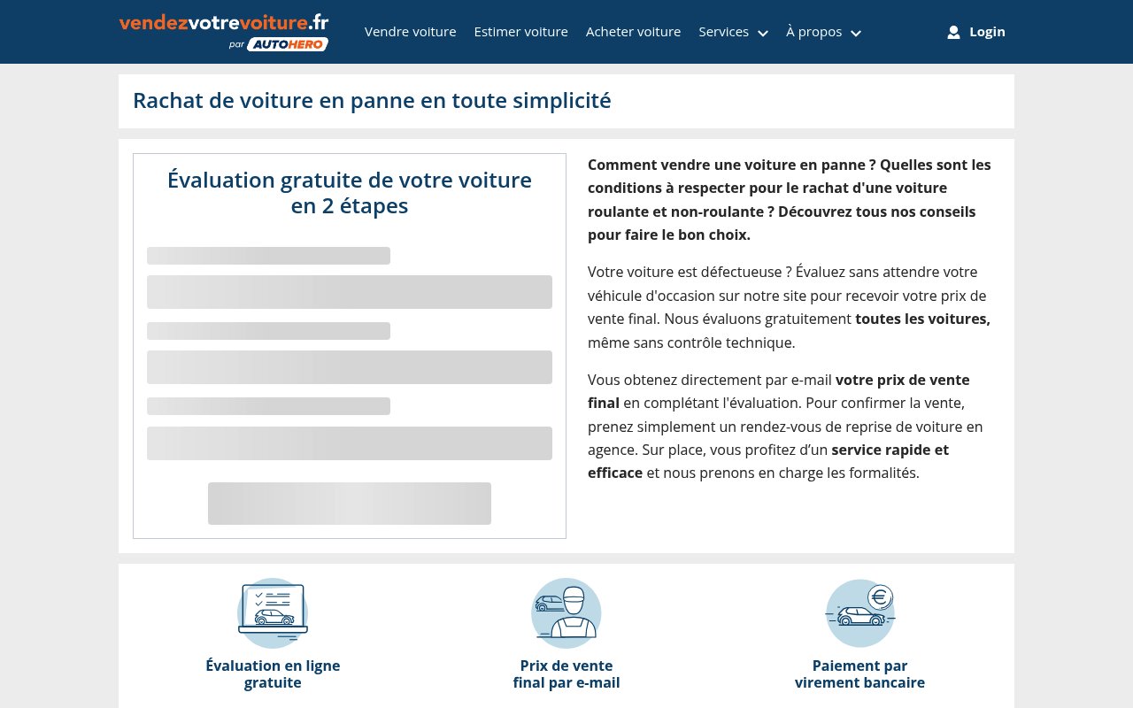 Apercu du site vendezvotrevoiture.fr