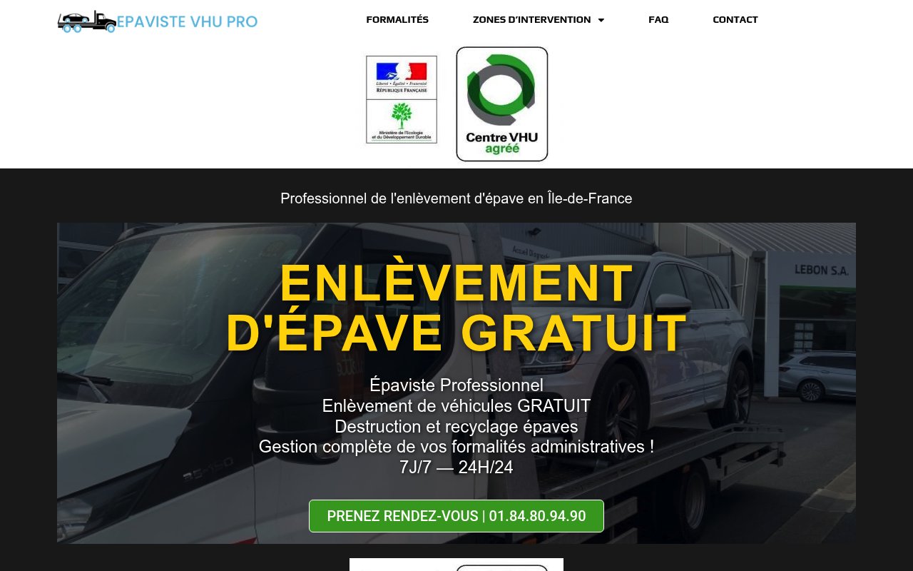 Apercu du site Epaviste VHU Pro