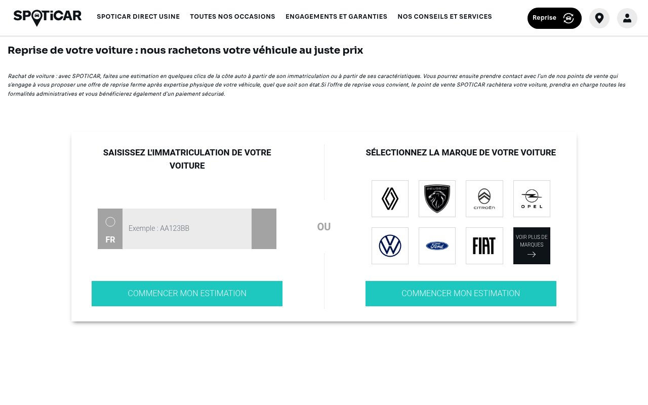 Apercu du site SPOTICAR Reprise
