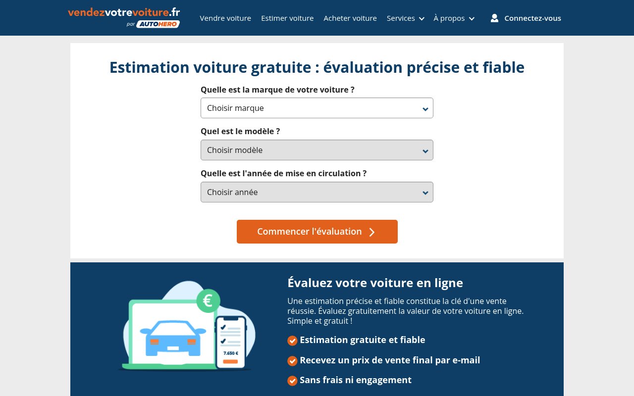 Apercu du site Vendezvotrevoiture.fr