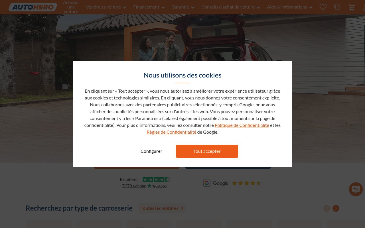 Apercu du site Autohero Reprise