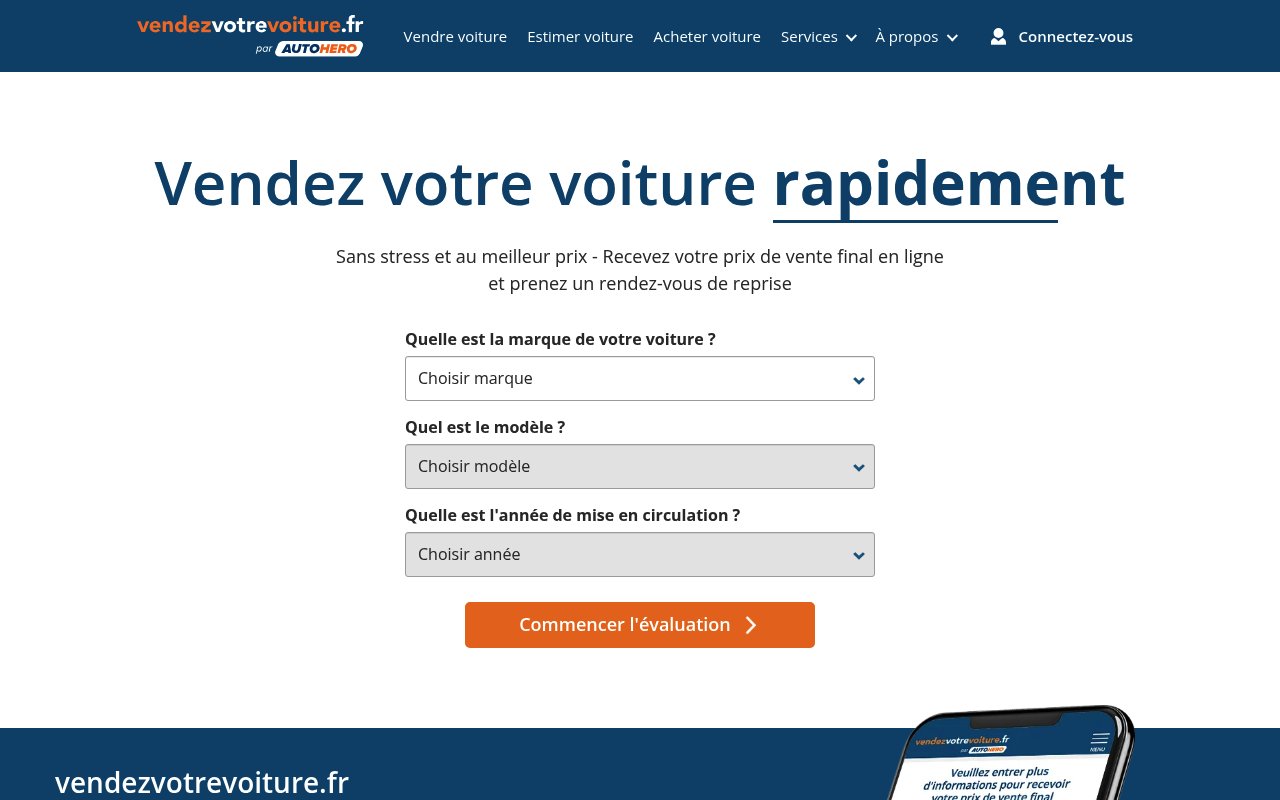 Apercu du site Vendezvotrevoiture.fr