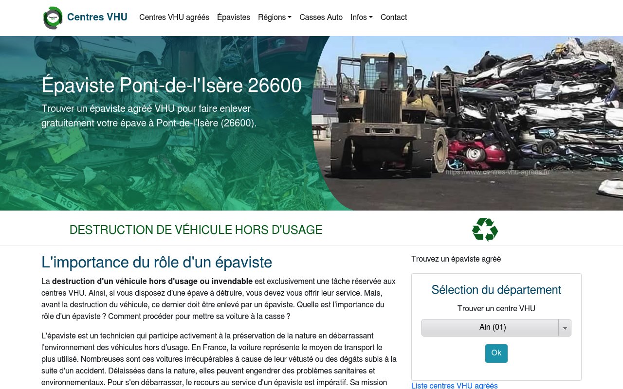 Apercu du site Épaviste Pont-de-l'Isère 26600