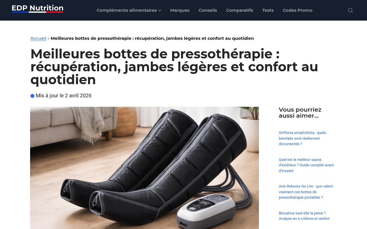Apercu du site Edp Nutrition