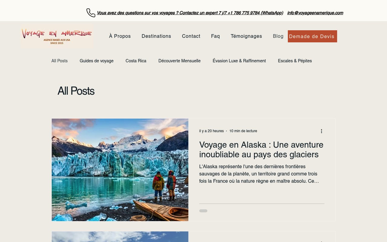 Apercu du site Voyage en Am&eacute;rique