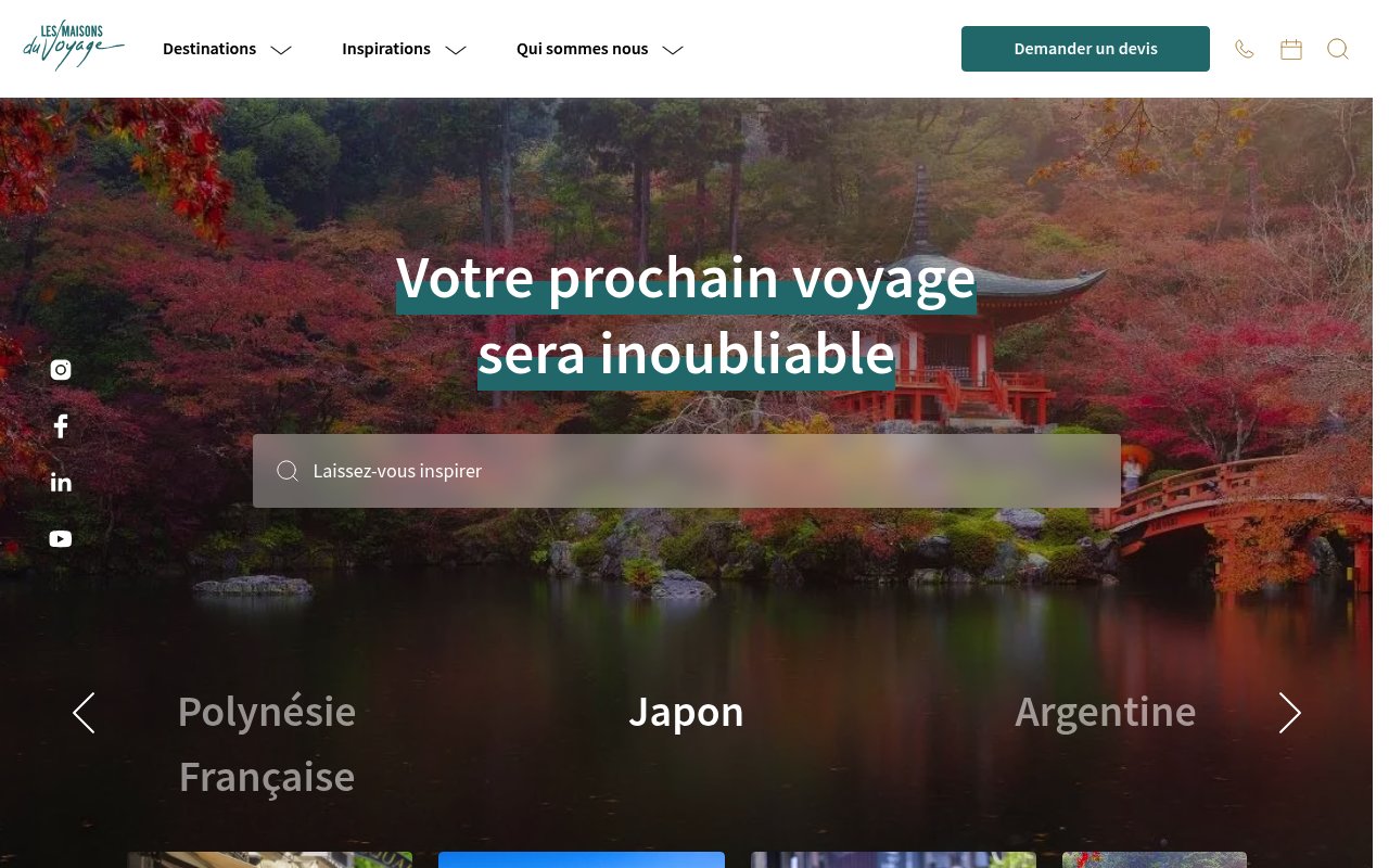 Apercu du site Les Maisons du Voyage