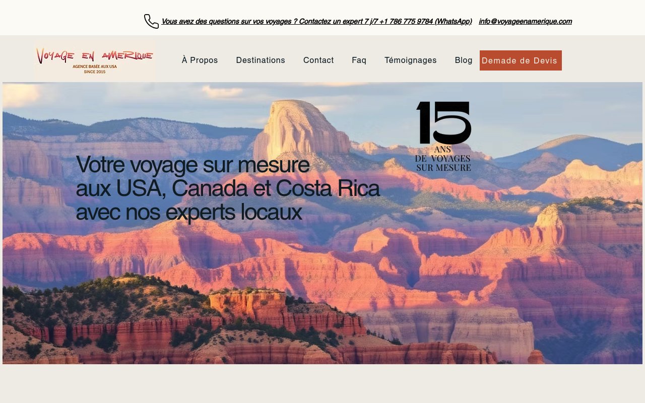 Apercu du site Voyage en Amérique