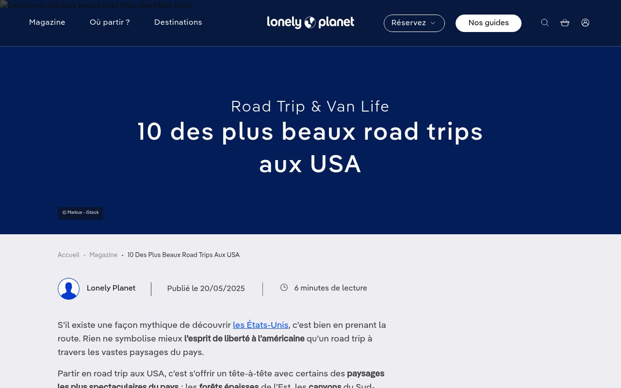 Apercu du site 10 des plus beaux road trips aux USA