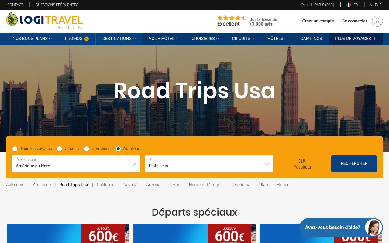 Apercu du site Road Trips Usa