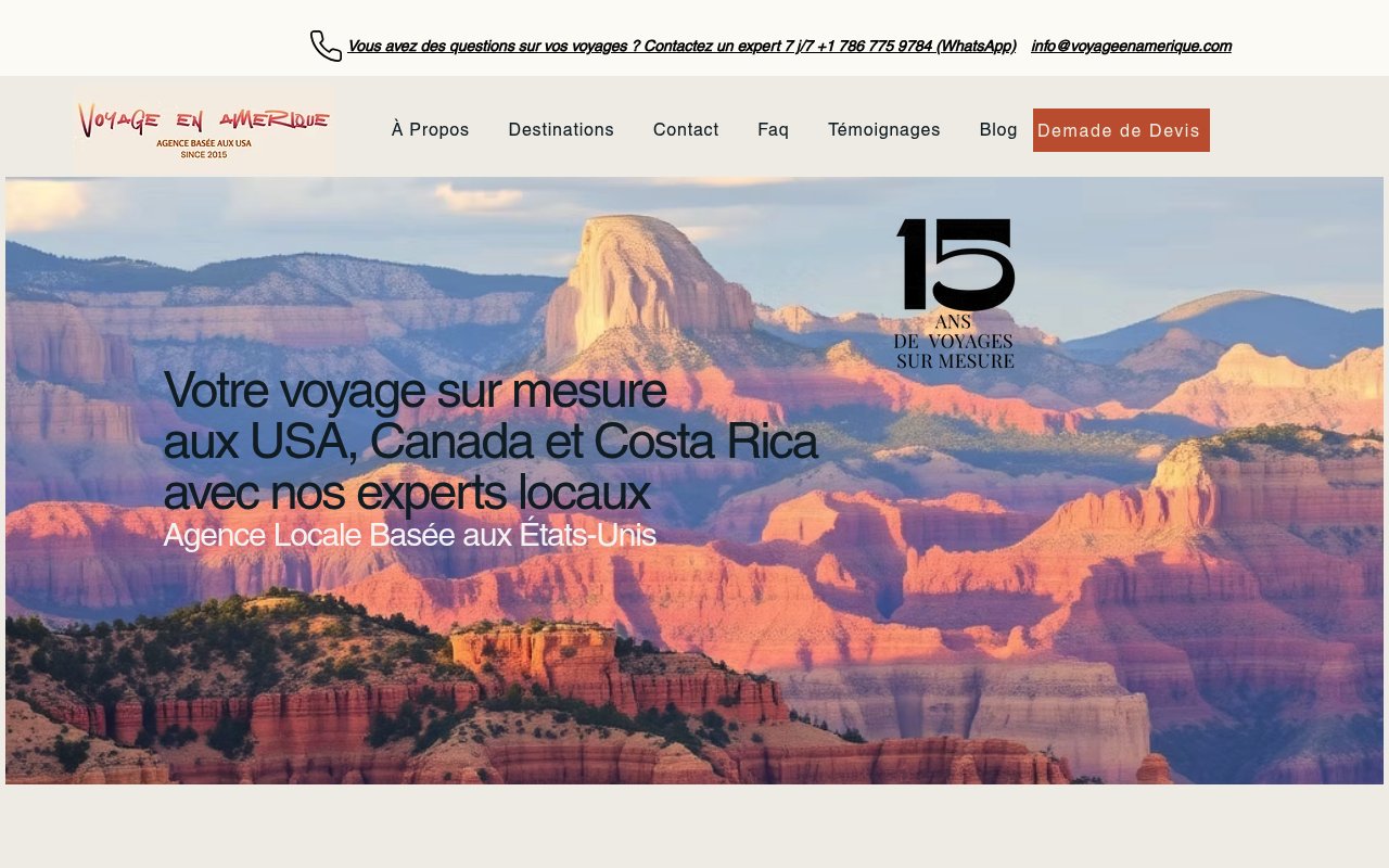 Apercu du site Voyage en Amérique