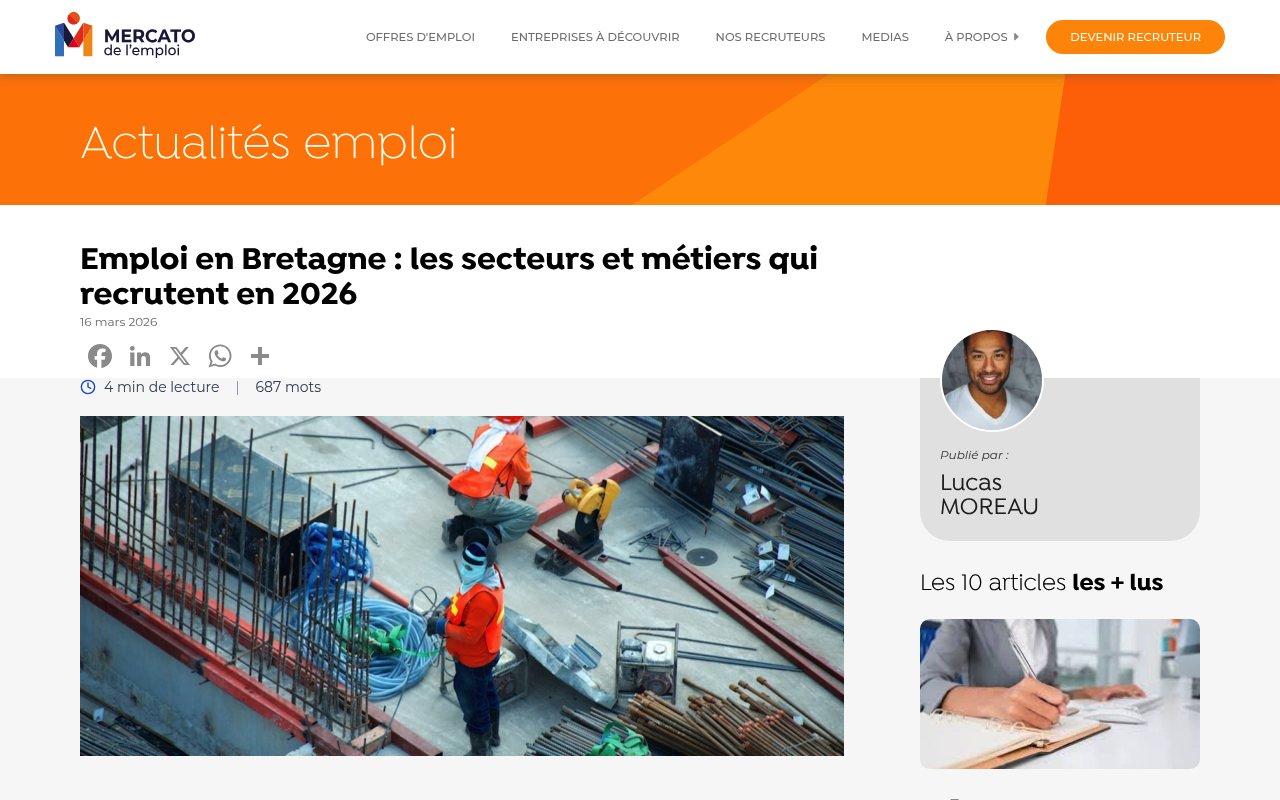 Apercu du site Mercato Emploi – Bretagne 2026