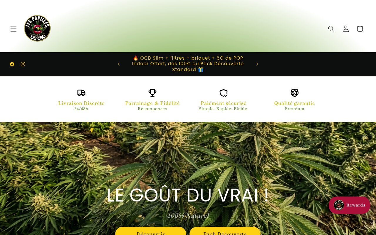 Apercu du site Les Papilles du CBD