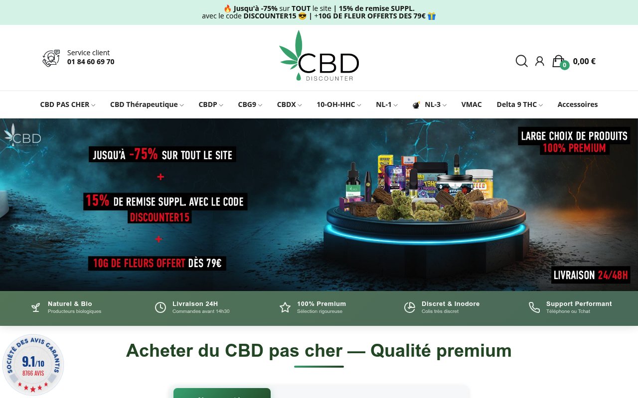 Apercu du site CBD Discounter