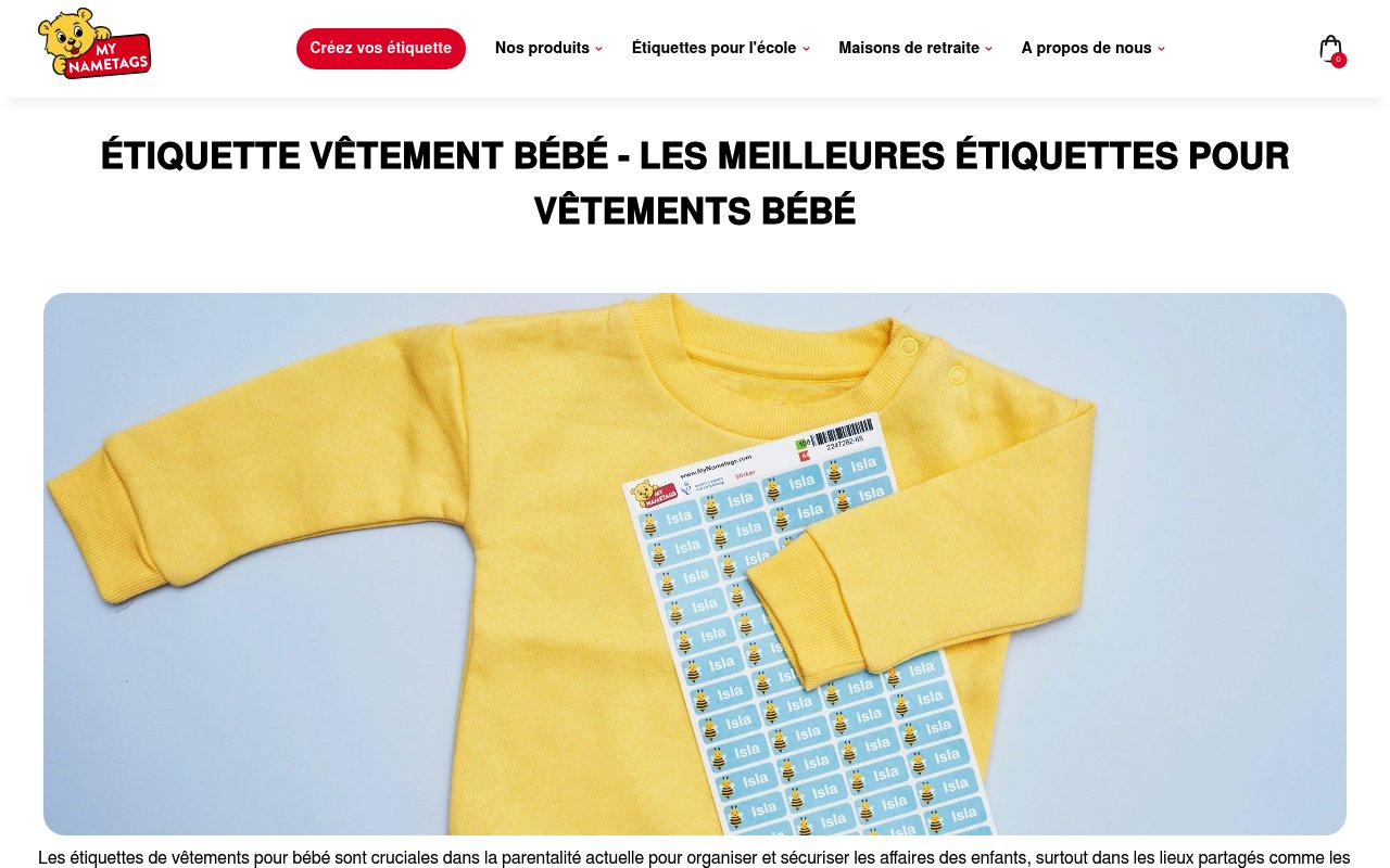 Apercu du site Étiquette vêtement bébé