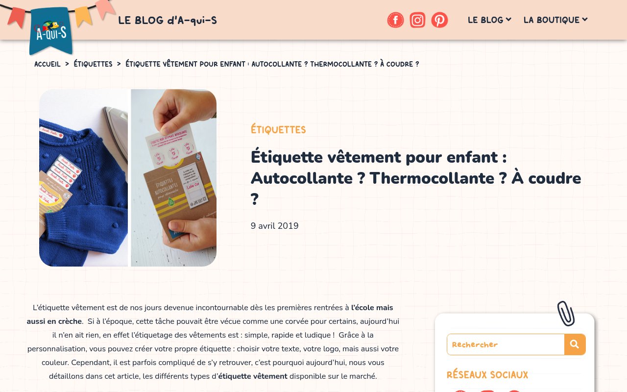 Apercu du site Étiquette vêtement pour enfant : lesquelles choisir ?
