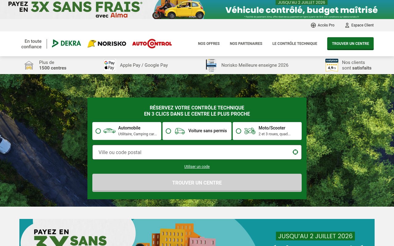 Apercu du site Auto Sécurité / DEKRA / Norisko réseau étendu