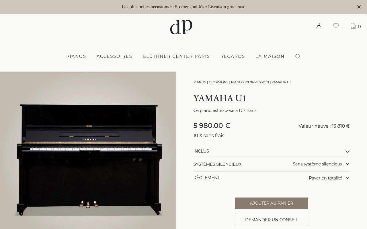 Apercu du site Yamaha U1 d'occasion — DP Pianos