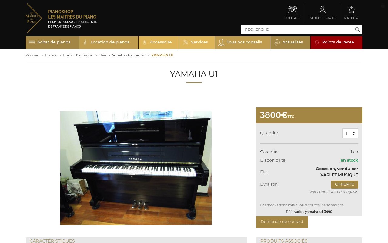 Apercu du site Piano Yamaha d'occasion YAMAHA U1 — Pianoshop