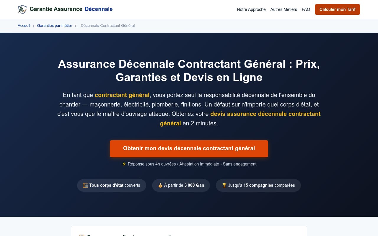 Apercu du site Garantie Assurance D&eacute;cennale