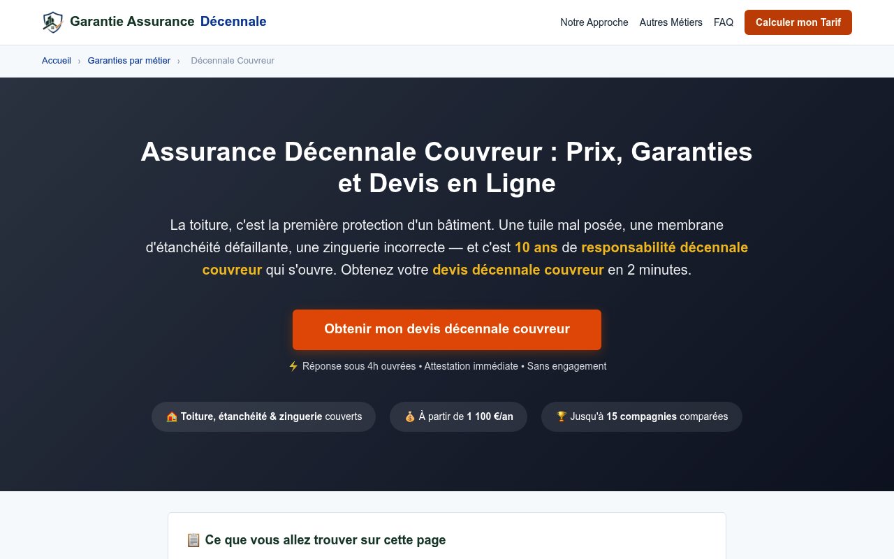 Apercu du site Garantie Assurance D&eacute;cennale