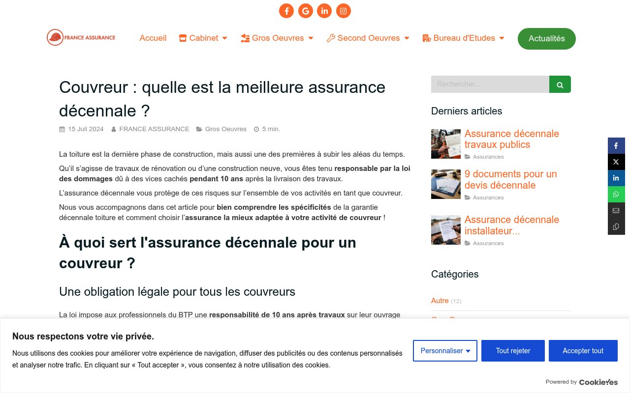 Apercu du site France Assurance