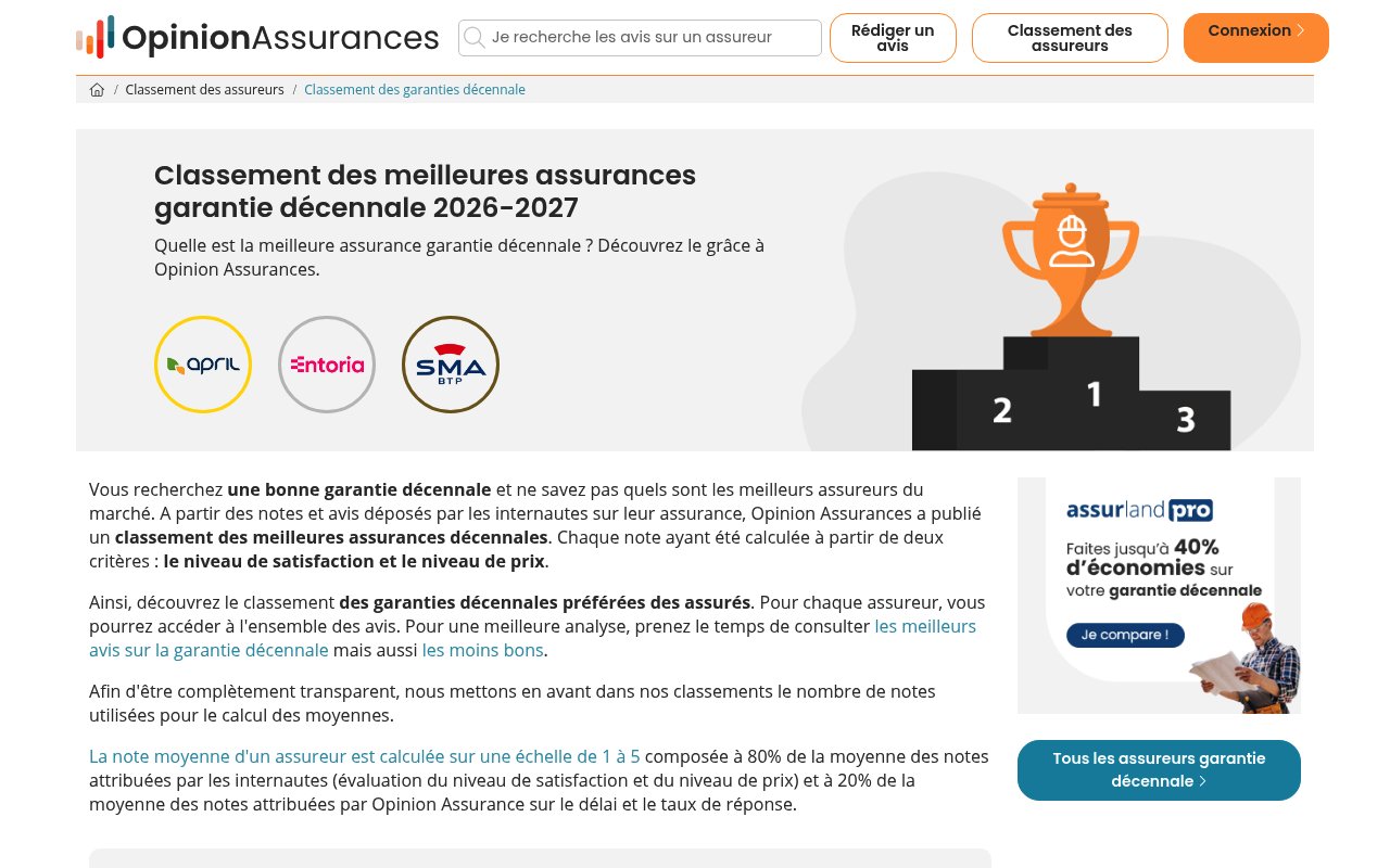 Apercu du site Opinion Assurances