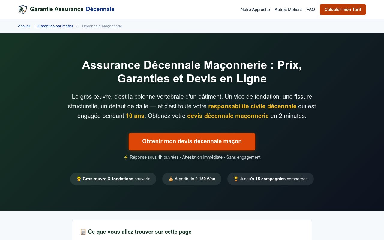 Apercu du site Garantie Assurance Décennale