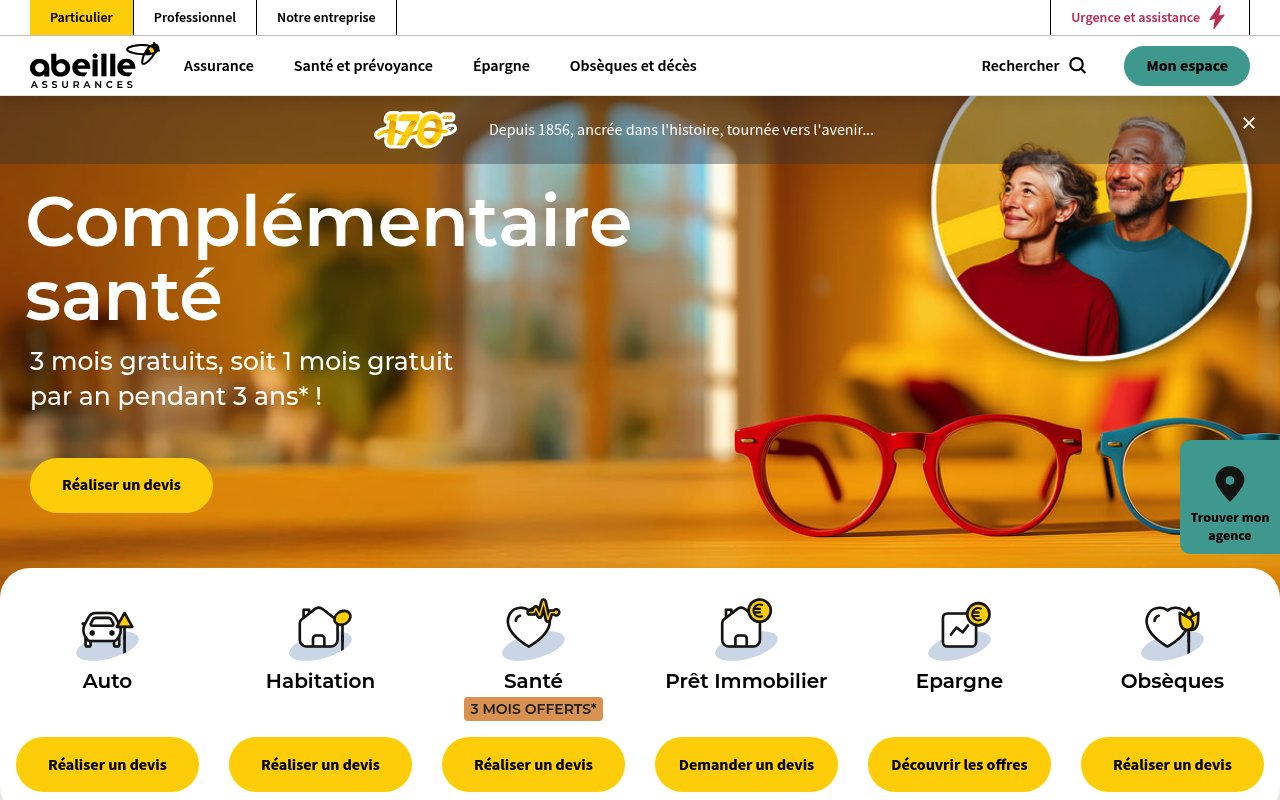 Apercu du site Abeille Assurance