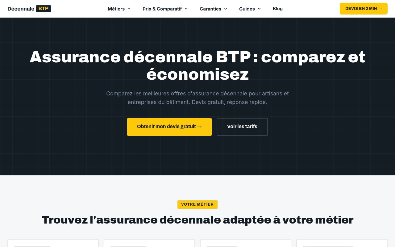 Apercu du site Assurance Décennale BTP