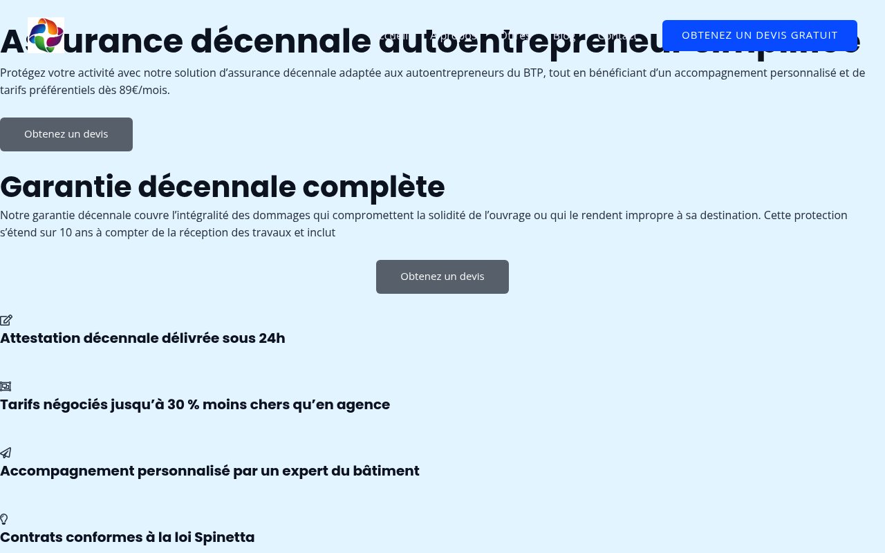 Apercu du site AssuranceDécennale-AutoEntrepreneur.fr