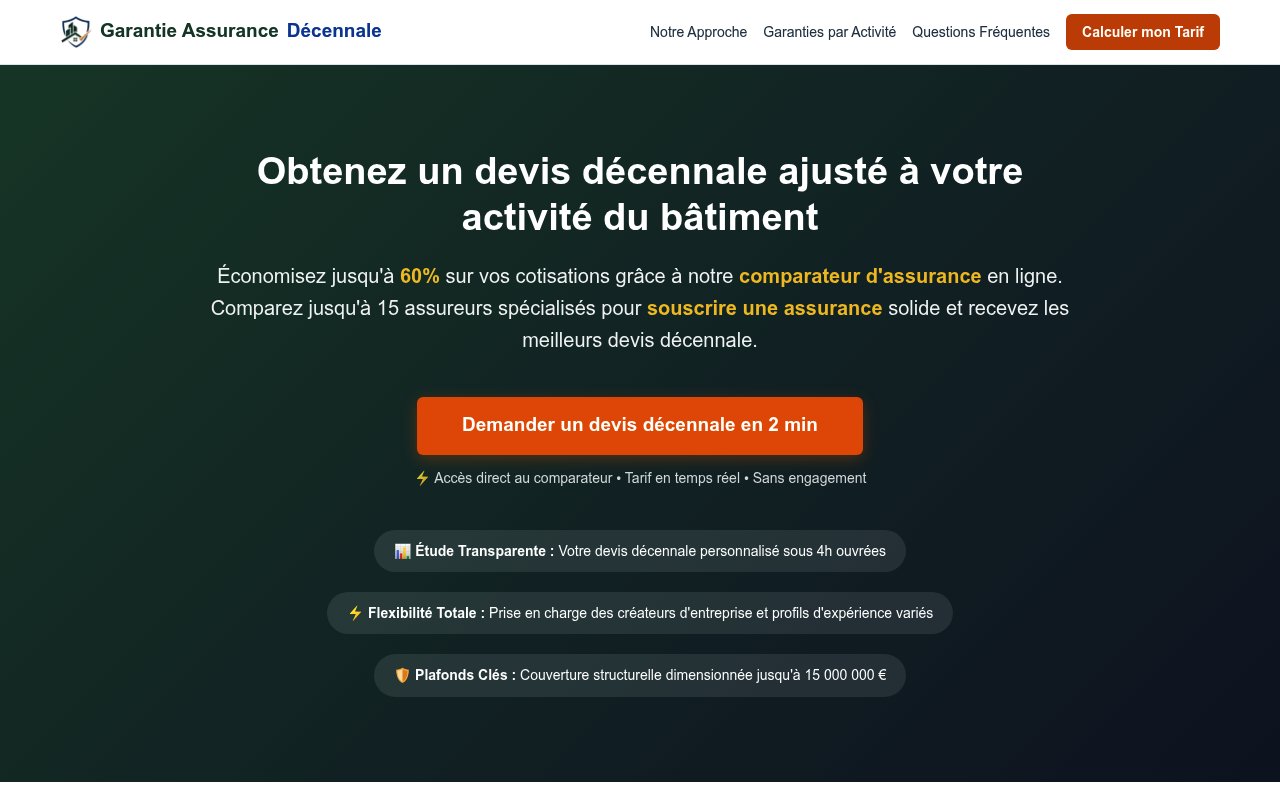 Apercu du site Garantie Assurance Décennale